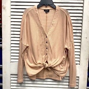 Rachel Beige Button-Down Women Top